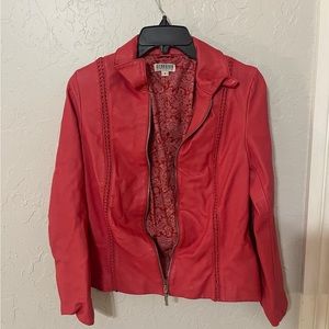 Coral Colored Leather Jacket